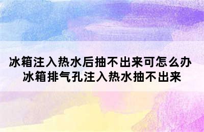 冰箱注入热水后抽不出来可怎么办 冰箱排气孔注入热水抽不出来